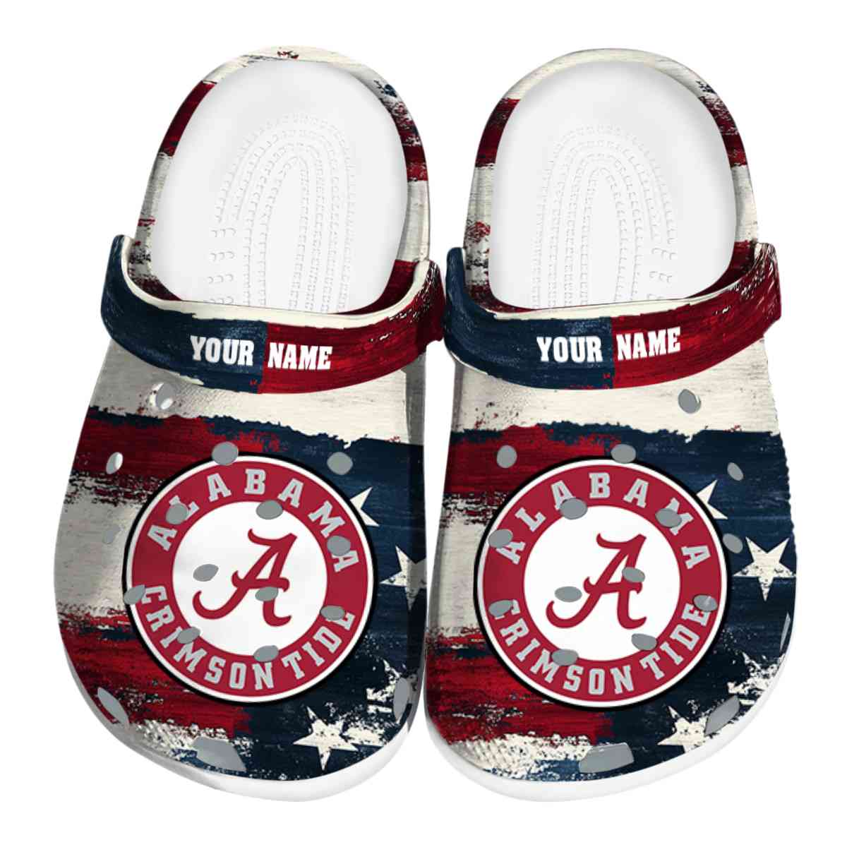 Alabama Crimson Tide Patriotic Stripes NCAA Sport Crocs Clogs