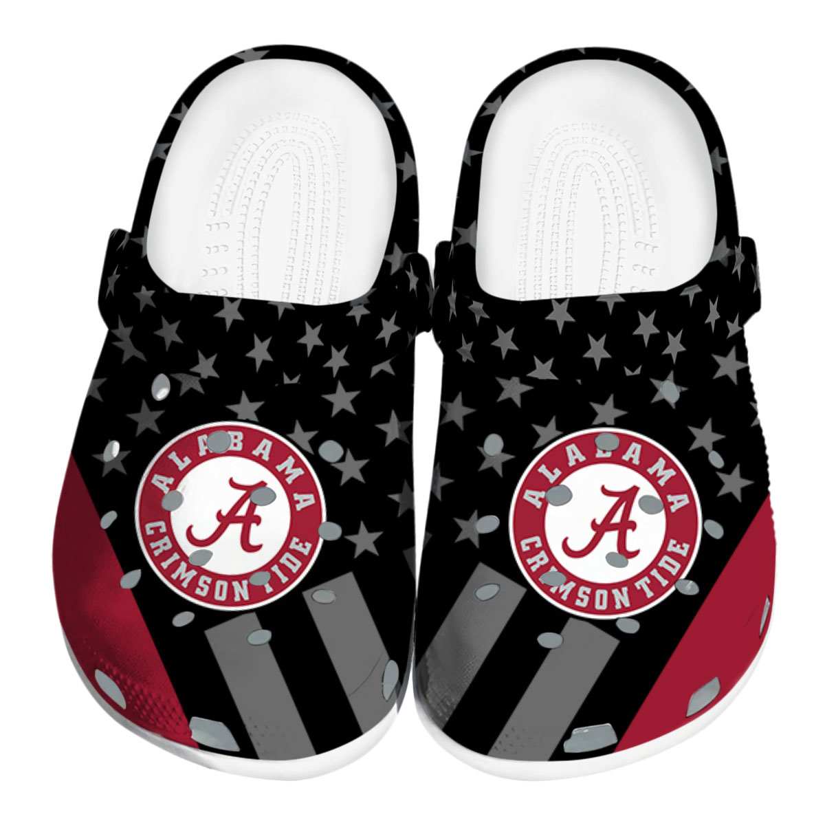 Alabama Crimson Tide Stellar Stripes Theme NCAA Sport Crocs Clogs