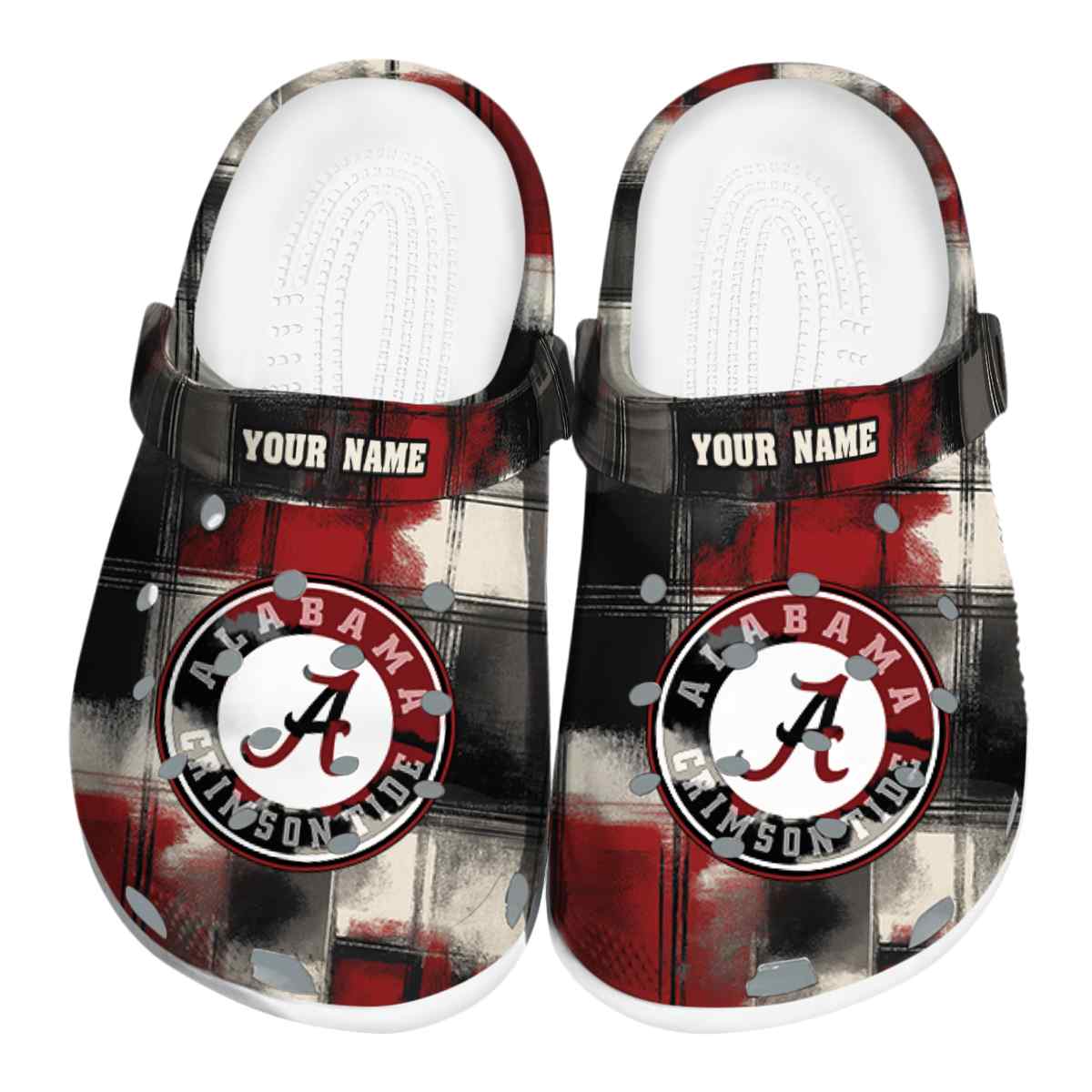 Alabama Crimson Tide Plaid Fusion NCAA Sport Crocs Clogs