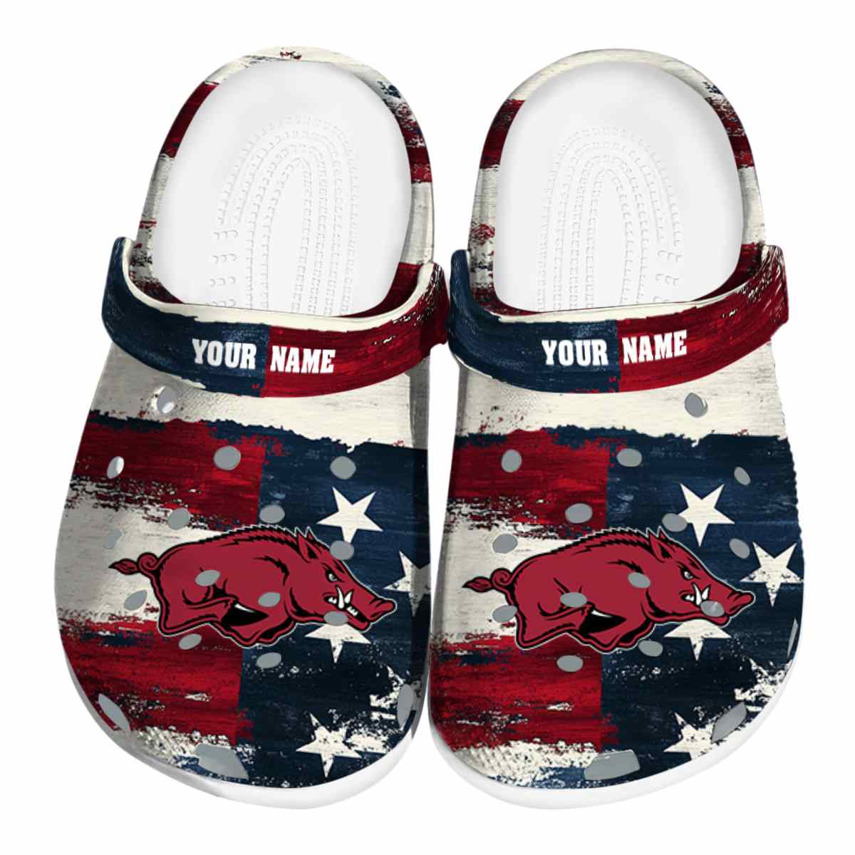 Arkansas Razorbacks Patriotic Stripes NCAA Sport Crocs Clogs
