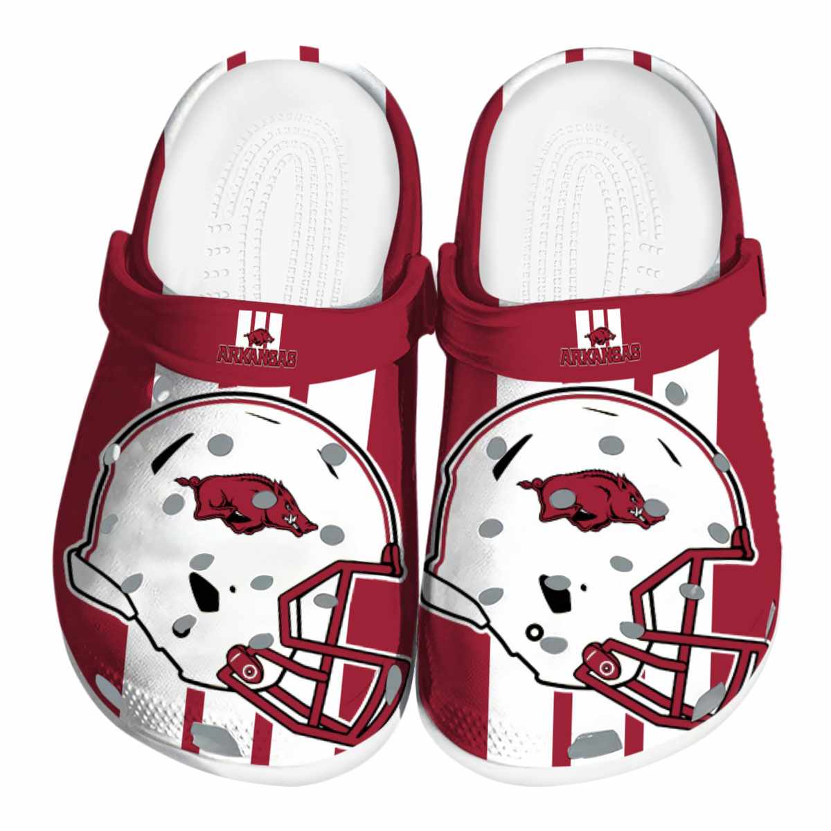 Arkansas Razorbacks Helmet Stripes NCAA Sport Crocs Clogs